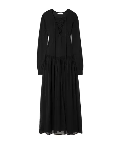 Ulla Johnson Silk-blend And Chiffon Midi Dress In Black