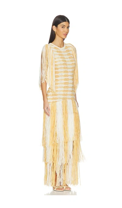 Ulla Johnson Silvia Fringe Knit Dress In Yellow
