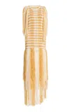 Ulla Johnson Silvia Fringed Knit Maxi Dress In Orange