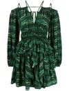 Ulla Johnson Silvia Off-shoulder Silk Minidress In Grün