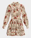 Ulla Johnson Simona Belted Ruffled Floral-print Silk Crepe De Chine Mini Dress In Multi