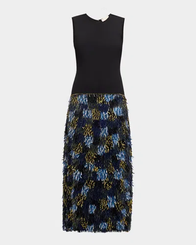 Ulla Johnson Simone Sleeveless Fringe Midi Dress In Peacock