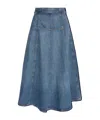 Ulla Johnson The Astrid Frayed Paneled Denim Midi Skirt In Blue