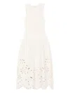 Ulla Johnson Rosaline Sleeveless Drop Waist Knit Midi Dress Cowrie In Neutral