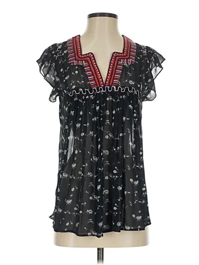 Pre-owned Ulla Johnson Sleeveless Silk Top Black Plunge Neckline Tops