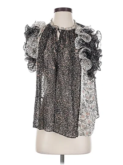 Pre-owned Ulla Johnson Sleeveless Silk Top Black Ruffles Neckline Tops