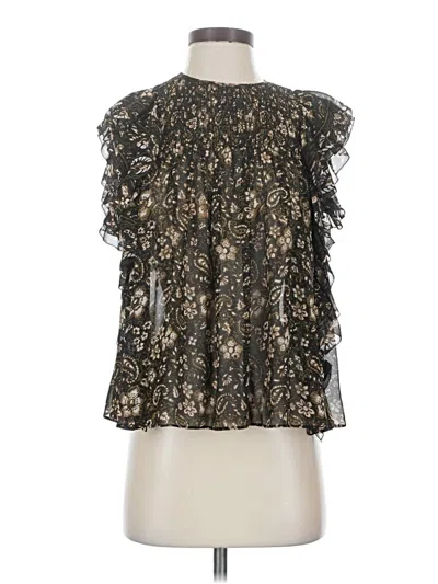 Pre-owned Ulla Johnson Sleeveless Silk Top Black Ruffles Neckline Tops