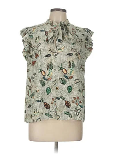 Pre-owned Ulla Johnson Sleeveless Silk Top Green Tie Neck Tops