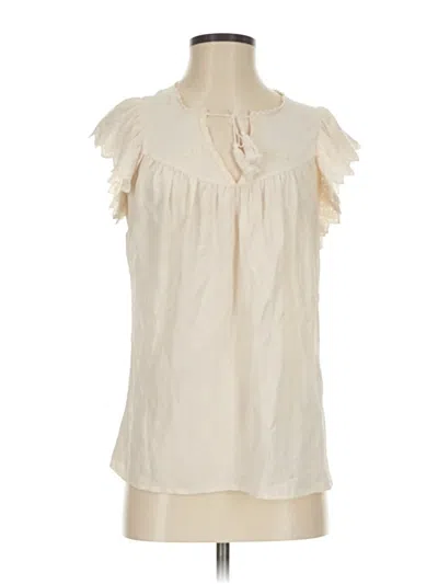 Pre-owned Ulla Johnson Sleeveless Silk Top Ivory Solid Pattern Keyhole Neckline Tops In White