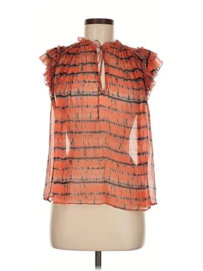 Pre-owned Ulla Johnson Sleeveless Silk Top Orange Ruffles Neckline Tops