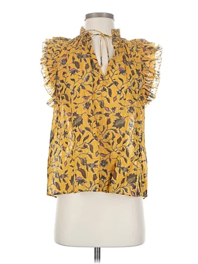 Pre-owned Ulla Johnson Sleeveless Silk Top Yellow Halter Neckline Tops