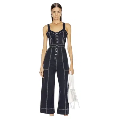 Pre-owned Ulla Johnson Sleeveless Wide-leg Denim Jumpsuit In Black