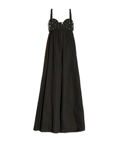 Ulla Johnson Harlan Beaded Empire-waist Dress In Black