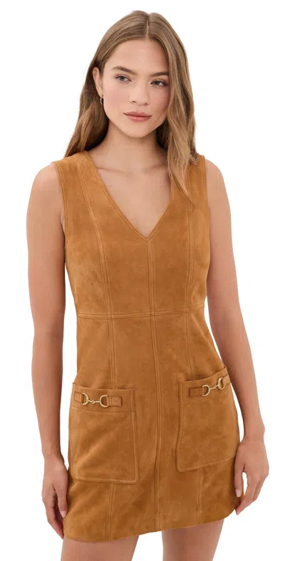 Ulla Johnson Sloane Suede Mini Dress Cognac In Brown