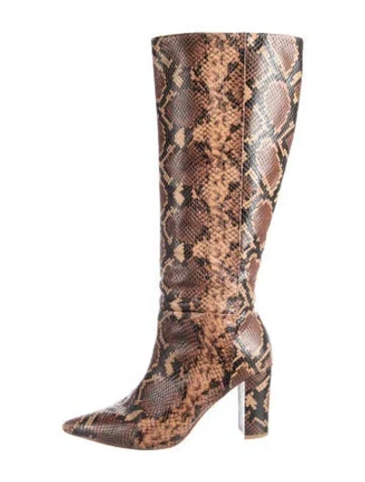 Pre-owned Ulla Johnson Snakeskin Animal Print Boots In Brown