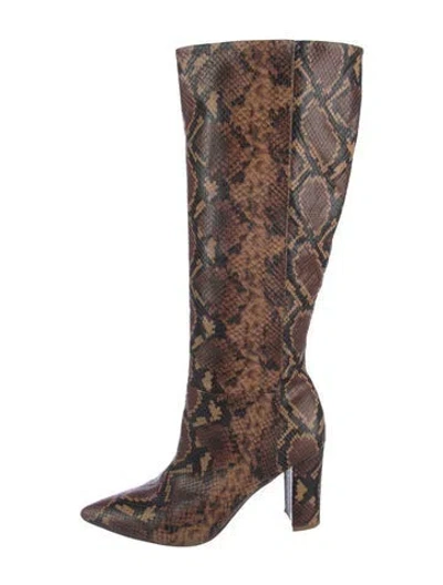 Pre-owned Ulla Johnson Snakeskin Animal Print Boots In Brown