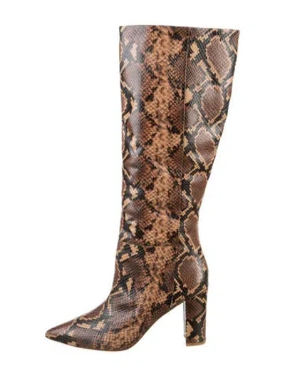 Pre-owned Ulla Johnson Snakeskin Animal Print Boots In Brown