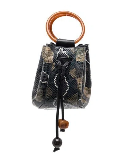 Pre-owned Ulla Johnson Snakeskin Top Handle Bag In Blue