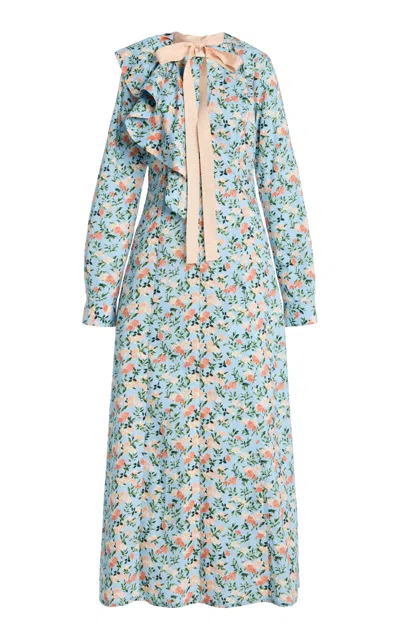 Ulla Johnson Sofia Printed Cotton Maxi Dress In Blue
