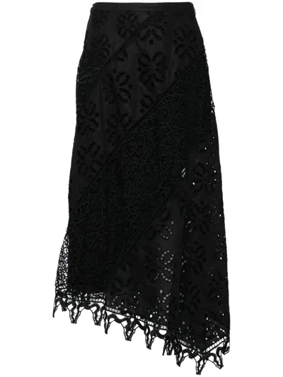 Ulla Johnson Solara Eyelet-lace Linen Maxi Skirt In Black