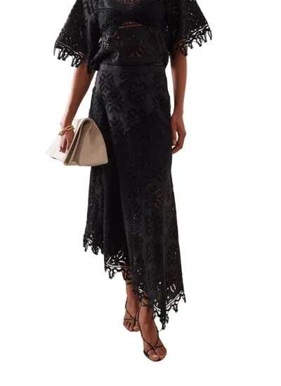 Ulla Johnson Solara Eyelet-lace Maxi Skirt In Black