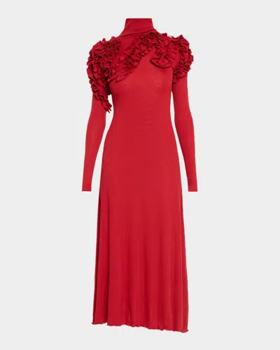 Ulla Johnson Solene Long-sleeve Jersey Dress In Red