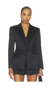 Ulla Johnson Soline Satin Blazer In Black