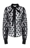 Ulla Johnson Soraya Lace Neck-tie Cotton Top In Black