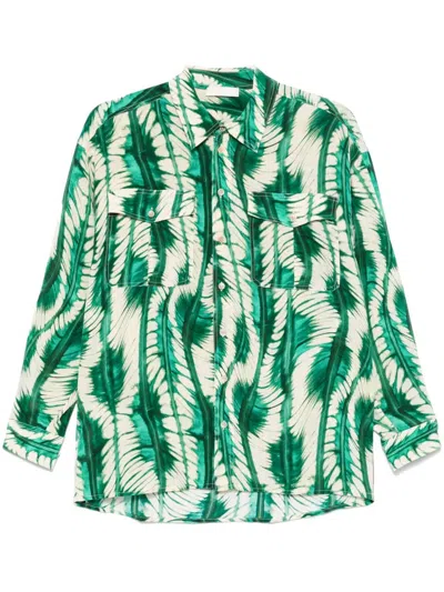 Ulla Johnson Soren Long-sleeve Silk Shirt In Aca Acacia
