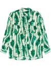 Ulla Johnson Soren Long-sleeve Silk Shirt In Green