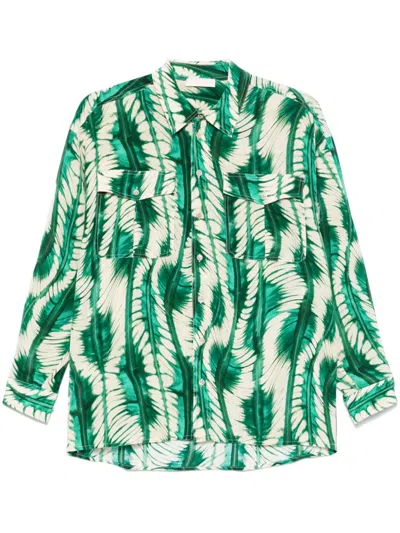 Ulla Johnson Soren Long-sleeve Silk Shirt In Aca Acacia