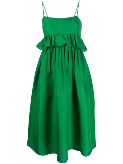 Ulla Johnson Spaghetti-straps Ruffle-detail Dress In Green
