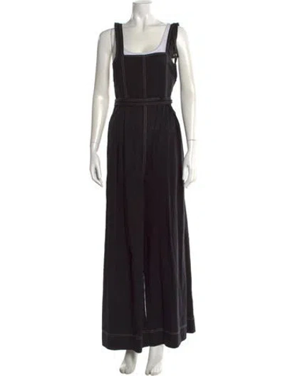 Pre-owned Ulla Johnson Square Neckline Jumpsuit In Black