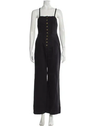 Pre-owned Ulla Johnson Square Neckline Jumpsuit In Black