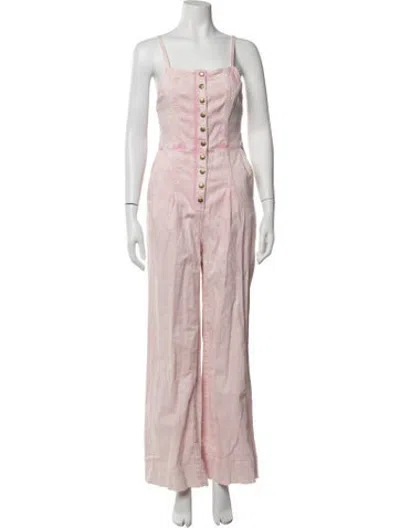 Pre-owned Ulla Johnson Square Neckline Jumpsuit In Pink