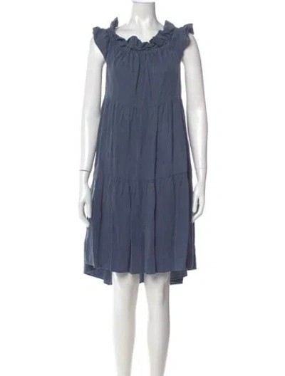 Pre-owned Ulla Johnson Square Neckline Knee-length Dress In Blue