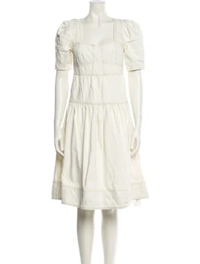 Pre-owned Ulla Johnson Square Neckline Knee-length Dress In Neutral