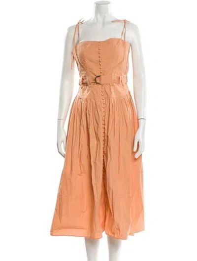 Pre-owned Ulla Johnson Square Neckline Knee-length Dress In Orange