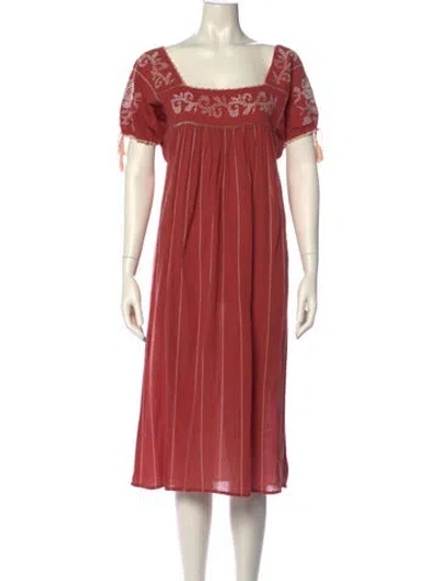 Pre-owned Ulla Johnson Square Neckline Knee-length Dress In Red