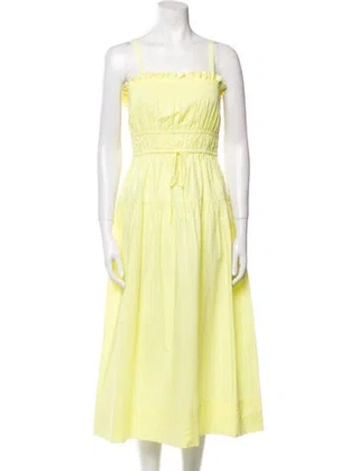 Pre-owned Ulla Johnson Square Neckline Knee-length Dress In Yellow