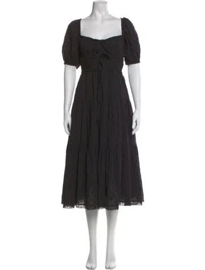 Pre-owned Ulla Johnson Square Neckline Long Dress In Black