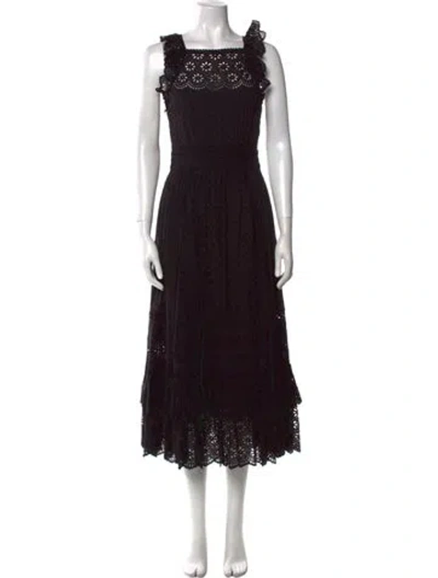 Pre-owned Ulla Johnson Square Neckline Long Dress In Black