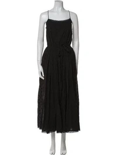 Pre-owned Ulla Johnson Square Neckline Long Dress In Black