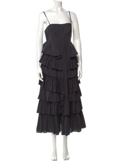 Pre-owned Ulla Johnson Square Neckline Long Dress In Black