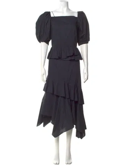Pre-owned Ulla Johnson Square Neckline Long Dress In Black