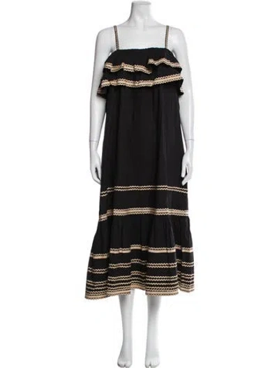 Pre-owned Ulla Johnson Square Neckline Long Dress In Black