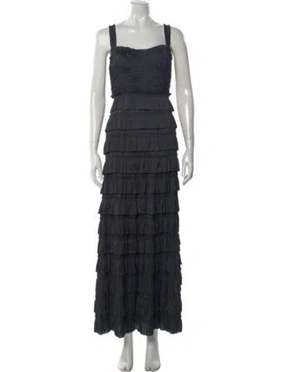 Pre-owned Ulla Johnson Square Neckline Long Dress In Black
