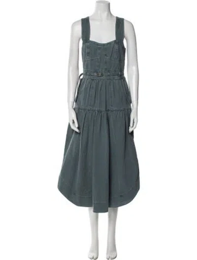 Pre-owned Ulla Johnson Square Neckline Long Dress In Blue