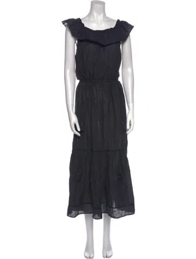 Pre-owned Ulla Johnson Square Neckline Long Dress In Blue