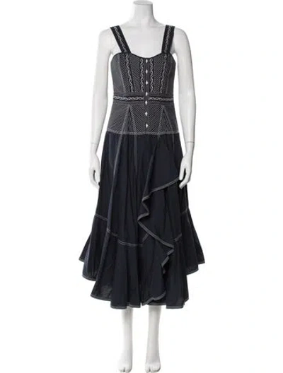Pre-owned Ulla Johnson Square Neckline Long Dress In Blue